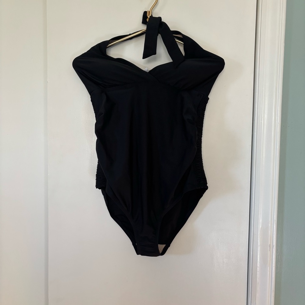 Beach Bump Maternity Black One Piece Swimsuit size Medium